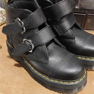 Stylish Black Leather Combat Boots